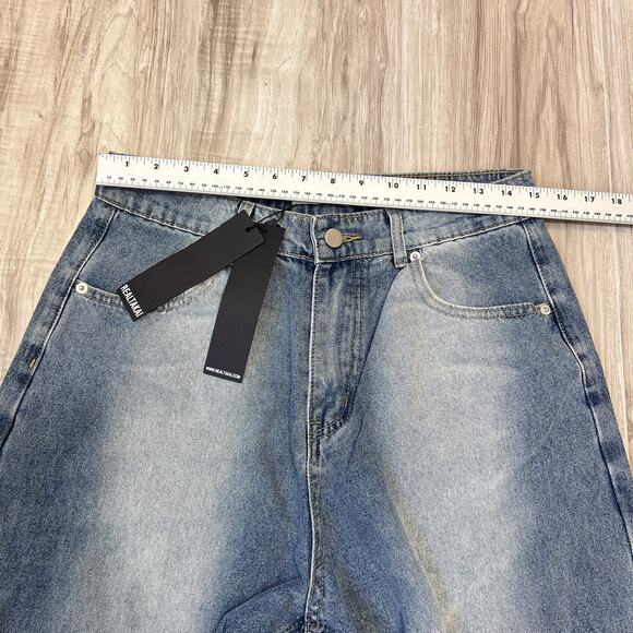 Realtakai Upside Down Wide Leg Blue Denim Jeans Size L - Picture 3 of 9